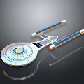 Spacecraft Model With Circular Body And Extended Solar Panels For Space Exploration
