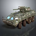Armored Military Vehicle With Camouflage Paint Turret Protective Armor And Six Wheel Drive