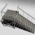 Industrial Metal Staircase Design With Grated Steps And Metal Handrails