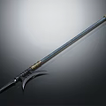 Ancient Polearm Weapon With Long Metal Shaft And Crescent Blade Design 3d model
