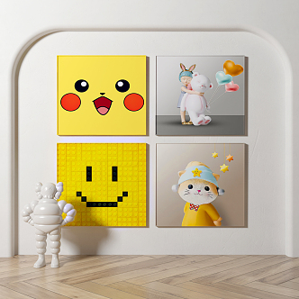 Modern decorative painting cartoon children's room decorative painting 3d model