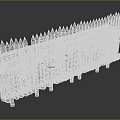 Wooden Palisade Fence Structure with Pointed Tops and Wooden Posts Base Supports