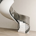 Modern revolving stair stair handrail stair shaped stair glass railing 3d model