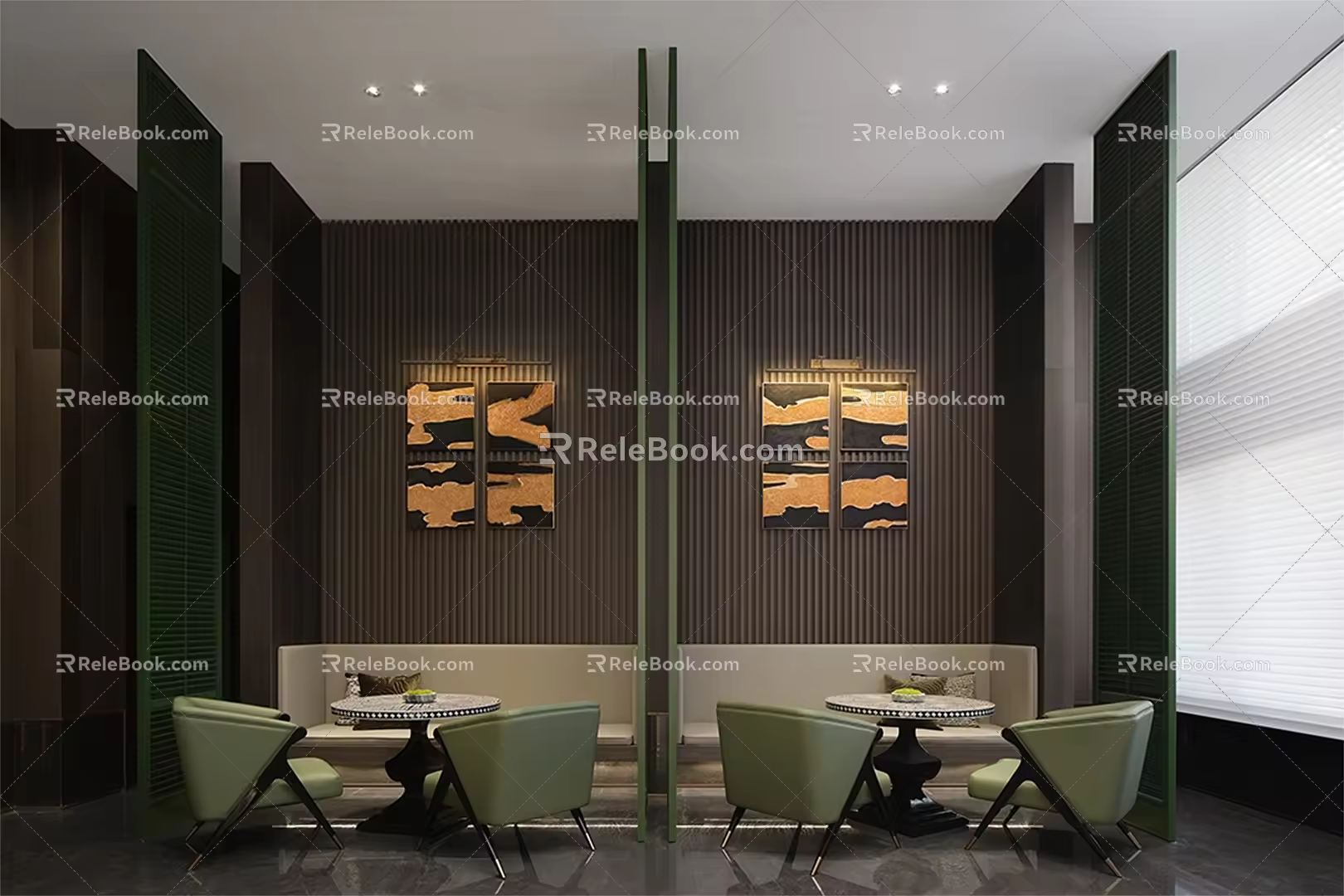Modern sales office booth lounge area sofa combination table and chair combination 3d model