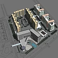 Modern Urban Building Complex With Green Spaces Central Plaza And Roads