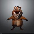 Cartoon Beaver Character With Red Brown Fur Big Red Nose And Open Arms