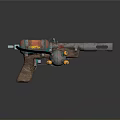 Unique Steampunk Gun With Wooden Handle Metal Barrel Round Colorful Decorative Components