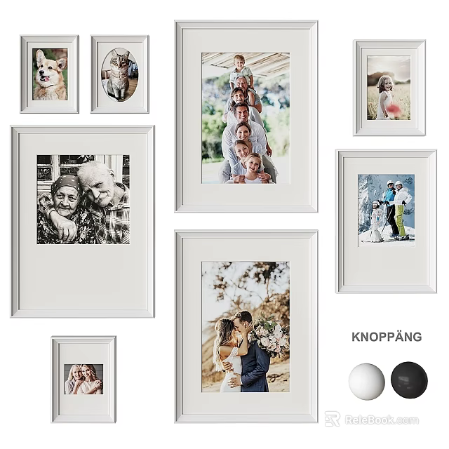 KNOIPPANG White Photo Frames Displaying Family And Couple Photos In Various Sizes 3d model 