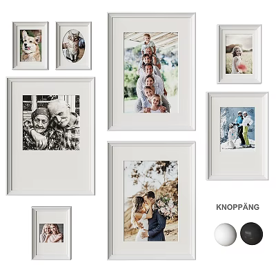 KNOIPPANG White Photo Frames Displaying Family And Couple Photos In Various Sizes 3d model