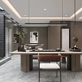 Contemporary Modern Basement Interior Design With Wooden Shelves Long Table Bench And Skylight