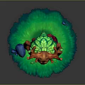 Colorful Tree Spirit Character With Branch Antlers Green Leaf Beard And Purple Feet On Grass