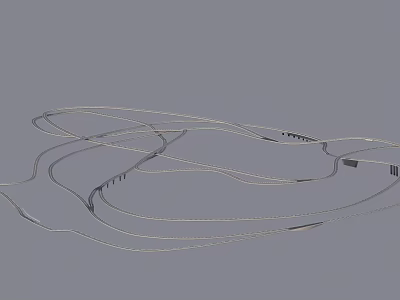 Curved Road Network Infrastructure Design With Multiple Paths And Lanes 3d model