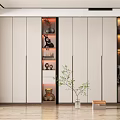 Modern Wardrobe Design With Open Shelves Displaying Decorative Items And Storage Space 3d model