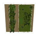 Vertical Interior Decorative Living Plant Wall with Diverse Green Foliage and Wooden Accents