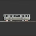 Silver Train Model on Railway Track with Multiple Windows Front View Dark Background