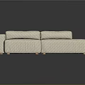 Sectional Multi Seat Sofa Featuring Light Colored Pleated Fabric and L Shaped Modern Design 3d model
