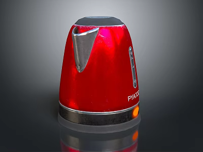 Sleek Red PYREX Electric Kettle As Modern Household Appliance With Silver Spout And Base 3d model
