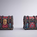 European-style Retro Treasure Chest Exquisite Chest Wooden Treasure Chest Retro Medieval Treasure Chest 3d model