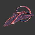 Futuristic Sci Fi Spacecraft With Streamlined Reddish Brown Design And Circular Blue Ring 3d model
