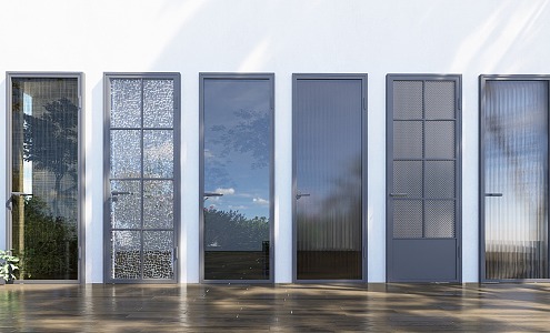 Modern swing door bathroom glass door Changhong glass 3d model