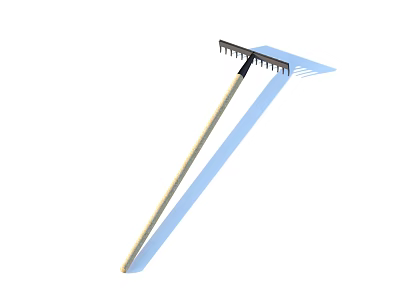 Heavy Duty Garden Rake With Wooden Handle And Metal Tines For Outdoor Tasks 3d model