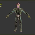 Futuristic Superhero Character In Black Teal Bodysuit With Helmet And Standing Pose