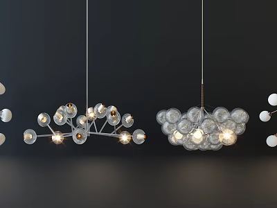 Modern Chandelier Design With Glass Globe Lights And Multi Bulb Structure For Interior Lighting Decor 3d model