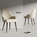 Modern minotti Dining Chair Single Chair Leisure Chair Book Ornaments 3d model