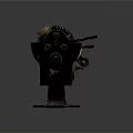 Old Rustic Metal Mechanical Device With Interlocking Gears And Base Stand