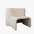 Modern Beige Single Seater Sofa With Textured Fabric And Curved Design