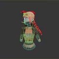 3D Character With Red Hair Long Braid Goggles Red Hat Blue Jacket And White Top