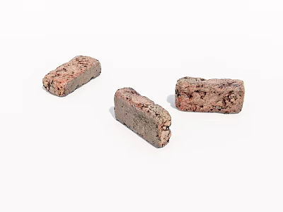 Three Red Bricks Isolated On White Background With Rough Texture 3d model