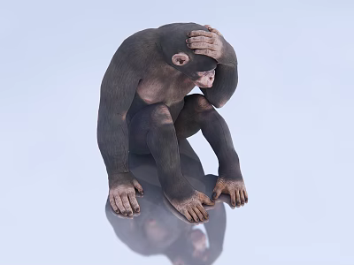 Reptile In Sitting Position With Head Touching And Reflection On Surface 3d model