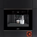 Modern Black Built in Kitchen Coffee Machine With Cup And Milk Jug