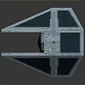 Futuristic Spacecraft With Geometric Wings And Blue Core Module Design