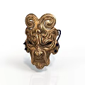 Golden Decorative Mask With Intricate Swirl Patterns For Home Living Decor