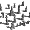 Traditional Stone Wood Tower Sculpture Models In Various Shapes And Designs