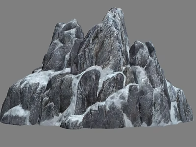 Snow Covered Rocky Mountain With Rugged Peaks And Natural Stone Texture 3d model