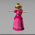 Elegant Princess Character With Pink Gown Crown Blonde Hair And Arms Outstretched
