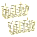 Metal Wire Storage Baskets Wall Mounted Design with Hanging Hooks for Home Organizing