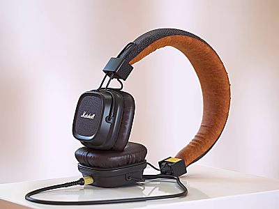 Wired Over Ear Headphones With Leather Ear Cushions And Padded Headband 3d model