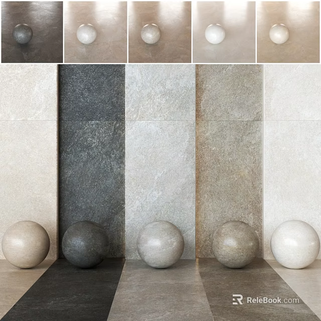 Various Colored Background Wall Design With Textured Surfaces And Decorative Spheres 3d model 