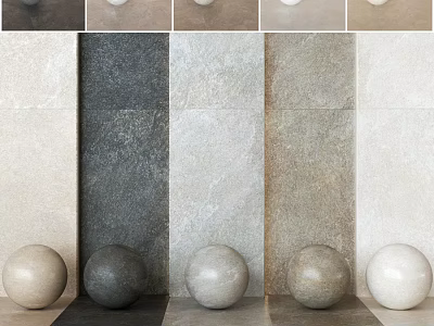 Various Colored Background Wall Design With Textured Surfaces And Decorative Spheres 3d model
