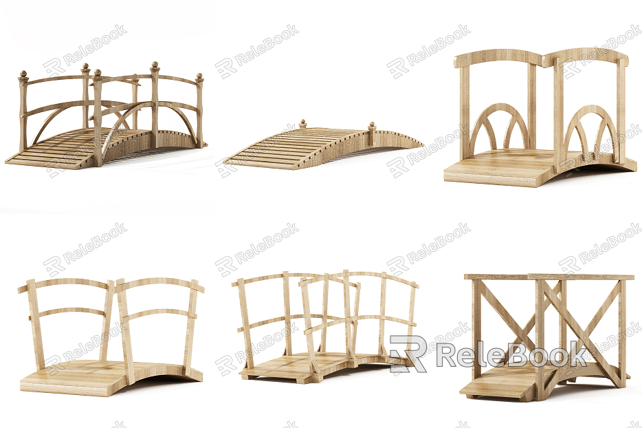 Modern bridge wooden bridge combination model