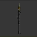 Military Mortar Launcher With Green Projectile And Metal Stand Structure