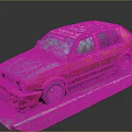 Red Old Vintage Hatchback Car Covered in Mud With Damaged Front Bumper 3d model