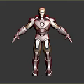 Iron Man 3D Character Model With Red And Gold Armor And Glowing Chest Reactor
