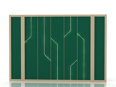 Green Background Wall With Golden Frame And Illuminated White Geometric Lines Design 3d model