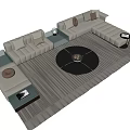 Modern Sofa Coffee Table Combination With Round Table Pillows and Area Rug 3d model