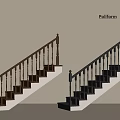 Modern Poliform Staircase Railings With Brown Wooden And Black Metal Designs And White Steps